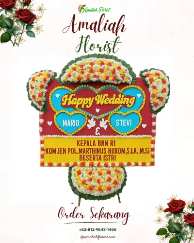 Karangan Papan Bunga Pernikahan di Pengabean